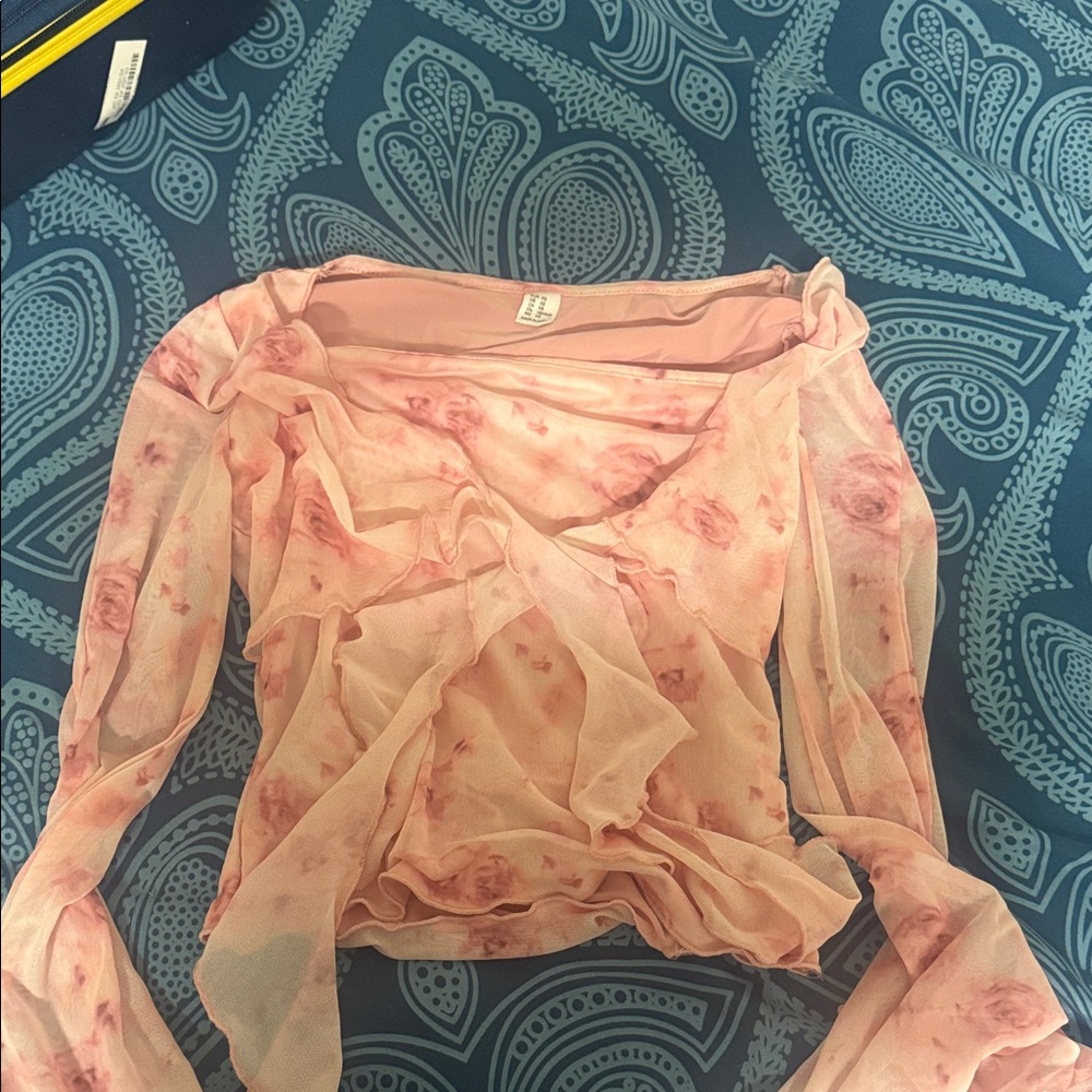 Elegant Floral Sheer Blouse in Pink